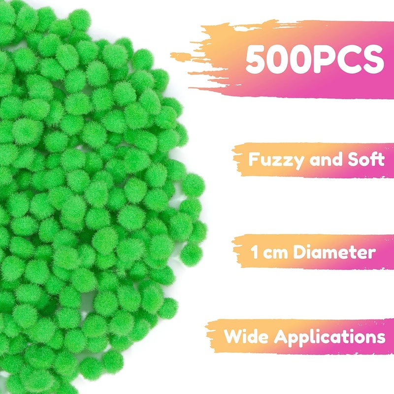 Caydo 1cm Green Pom Poms, 500 Pieces Craft Pom Poms Balls for Kids Creative Arts and Crafts School Project Supplies Craft Christmas Decorations - Image 2